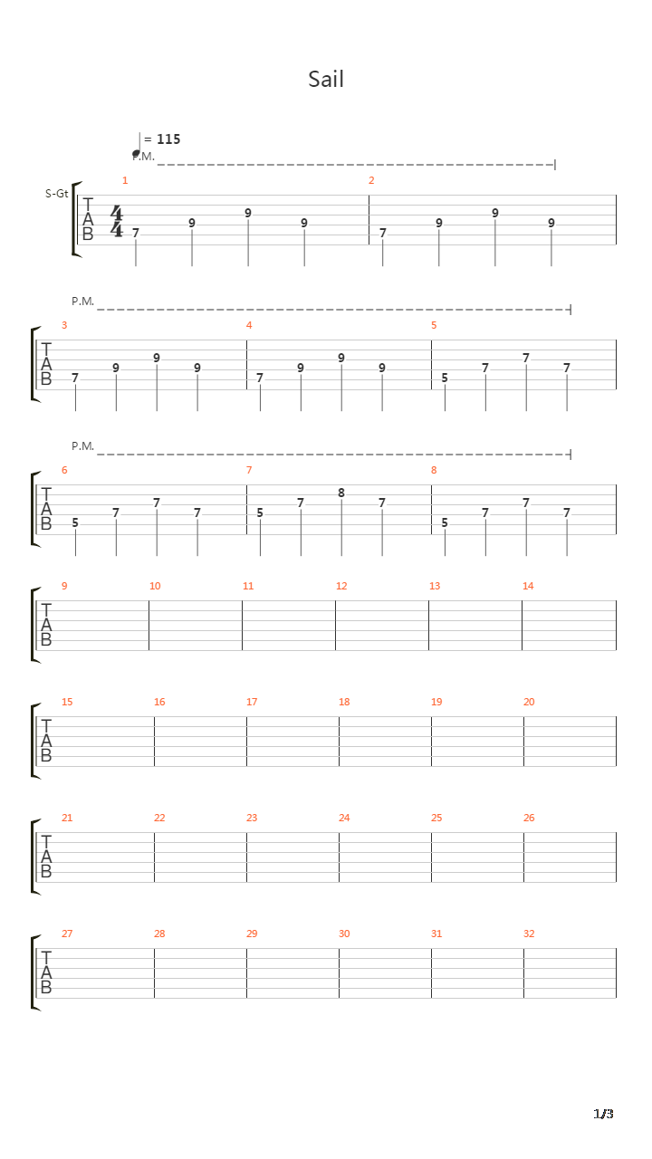 Sail吉他谱