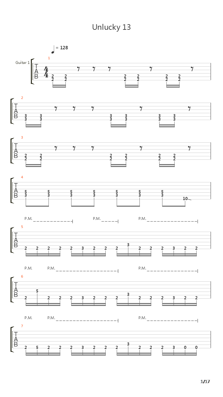 Unlucky 13吉他谱