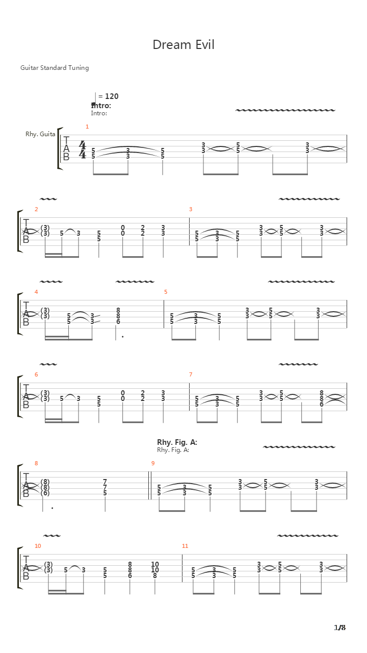 Dream Evil吉他谱