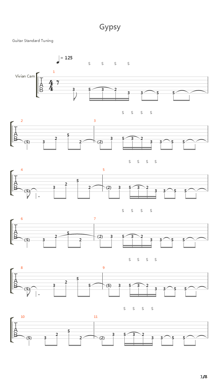 Gypsy吉他谱