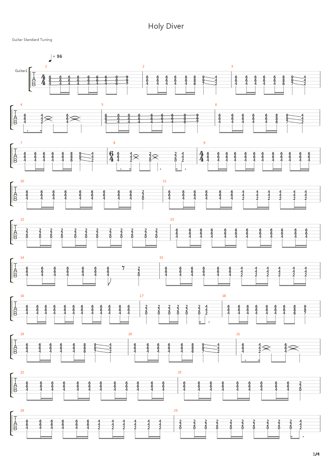 Holy Diver吉他谱