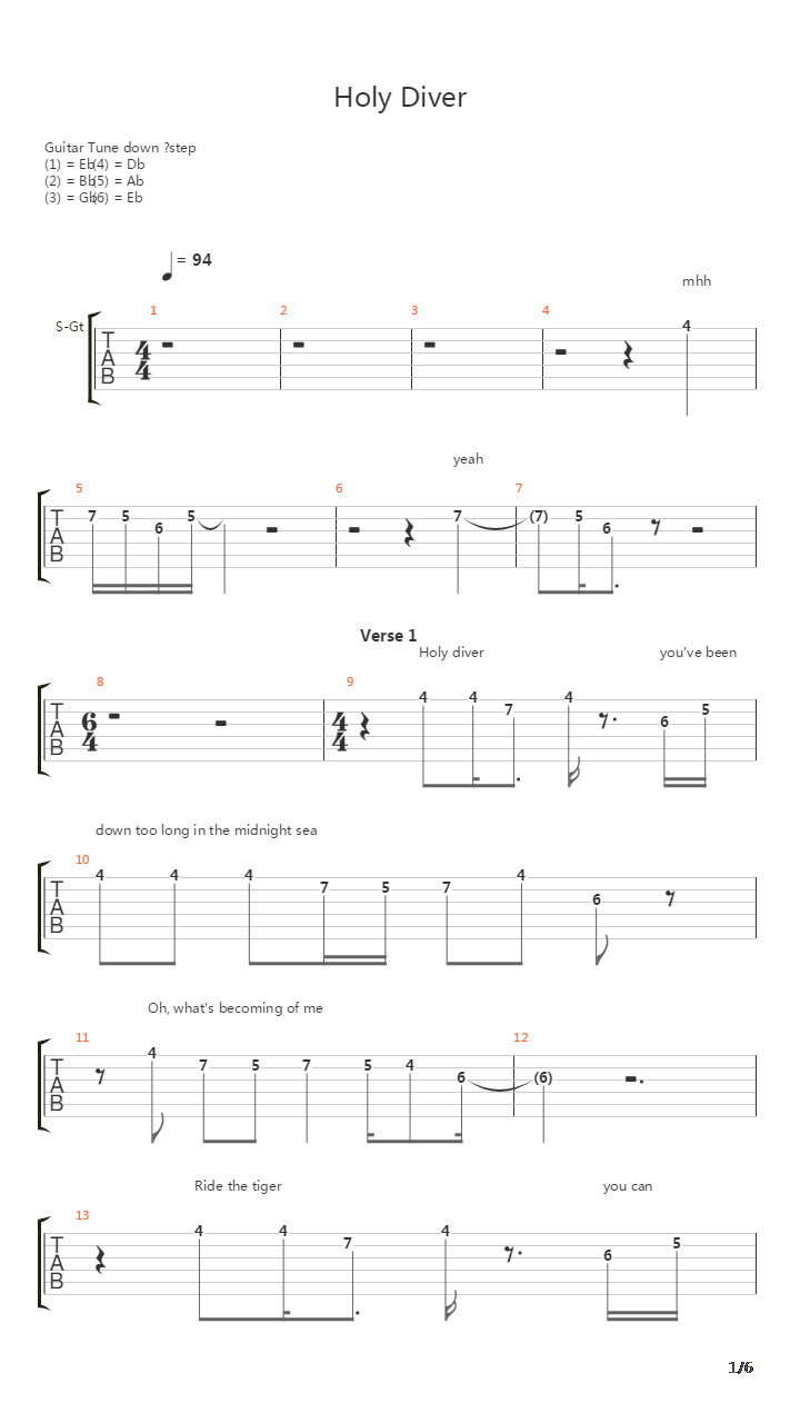 Holy Diver吉他谱