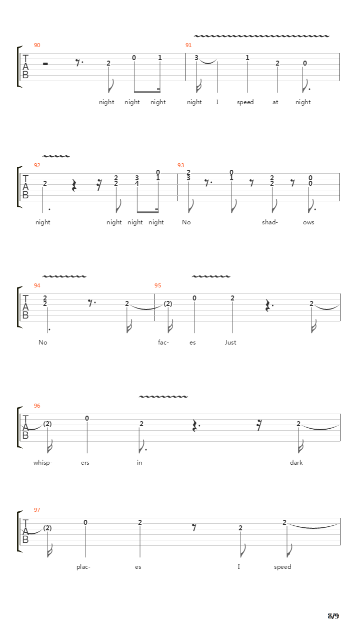 I Speed At Night吉他谱