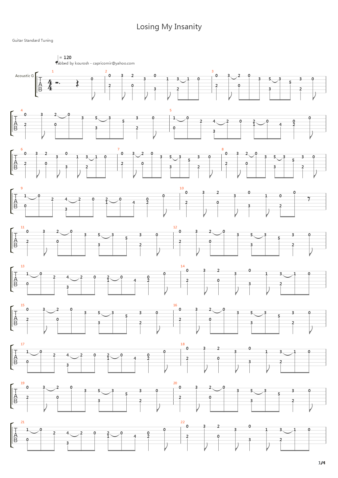 Losing My Insanity吉他谱