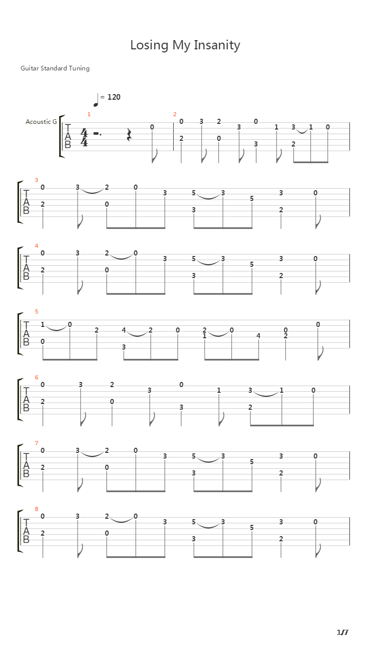 Lost My Insanity吉他谱