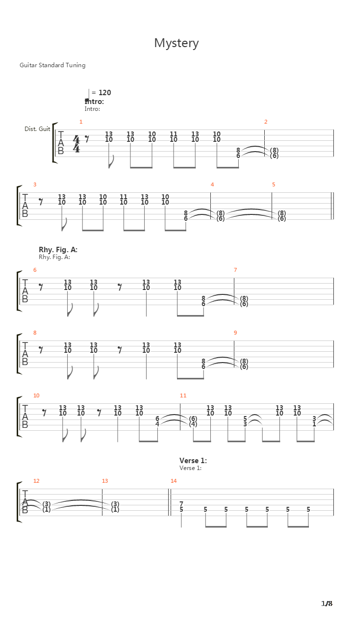 Mystery吉他谱