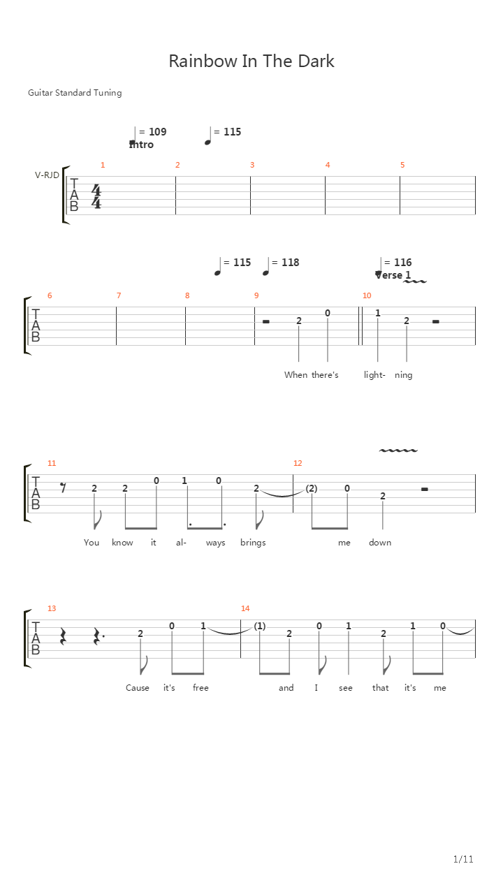 Rainbow In The Dark吉他谱