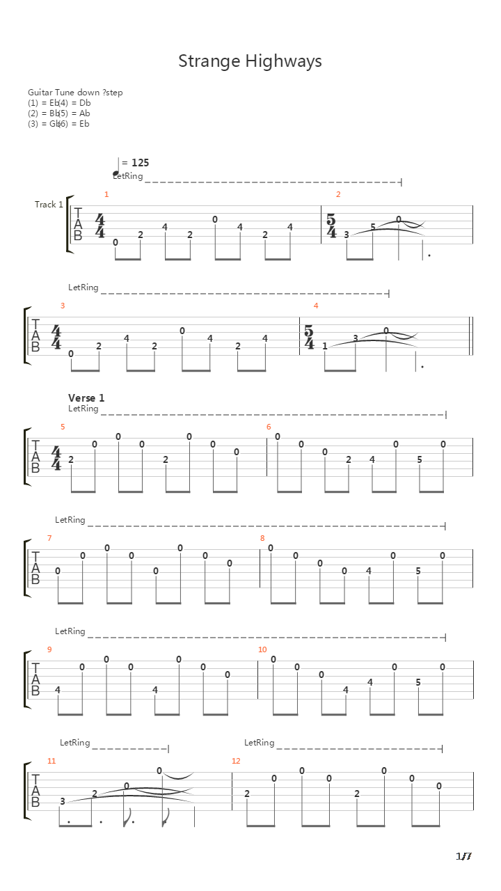 Strange Highways吉他谱
