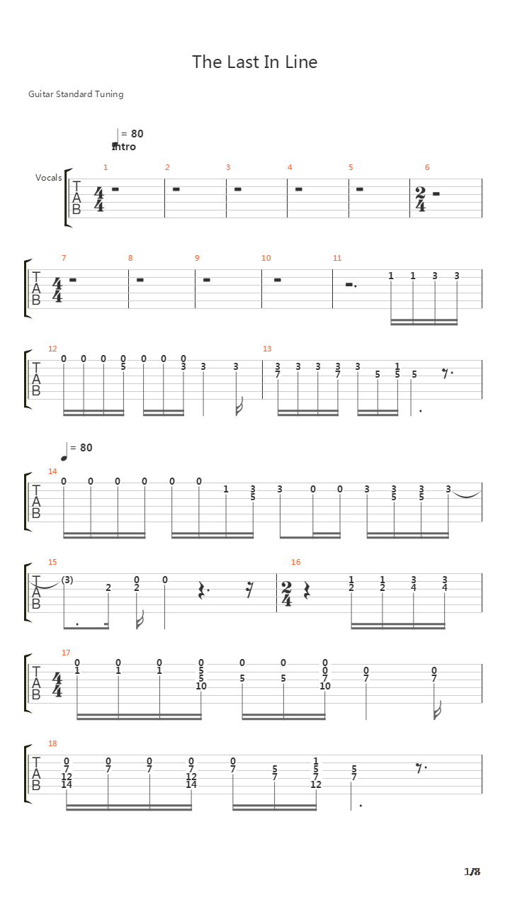 The Last In Line吉他谱