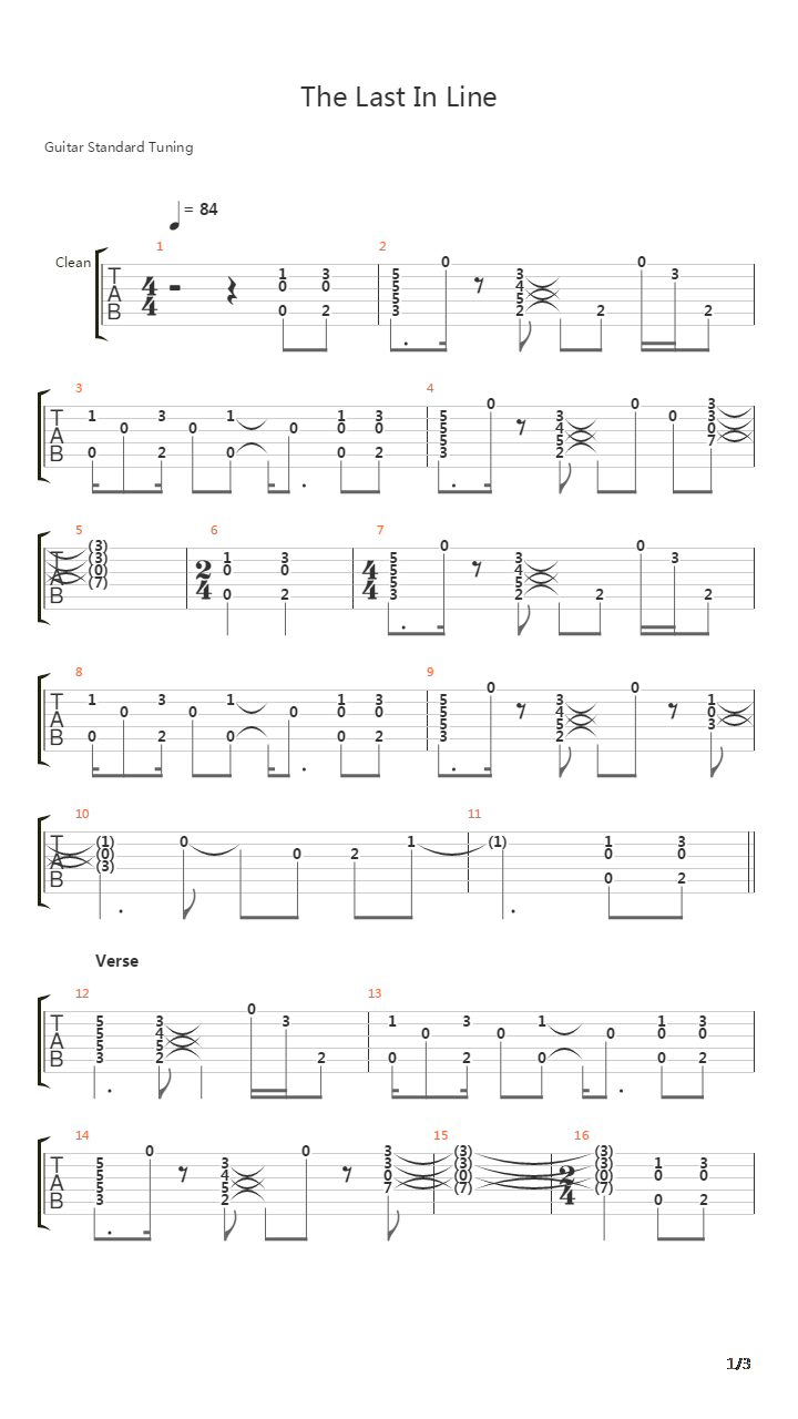 The Last In Line吉他谱