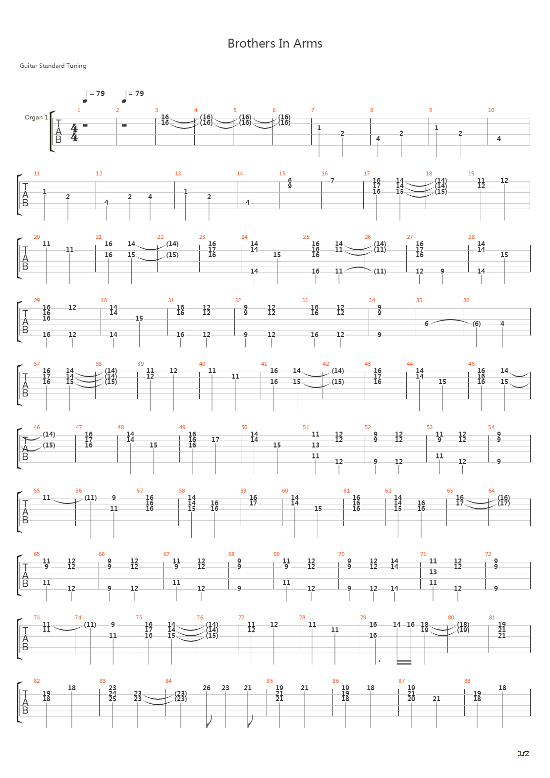 Brothers In Arms吉他谱