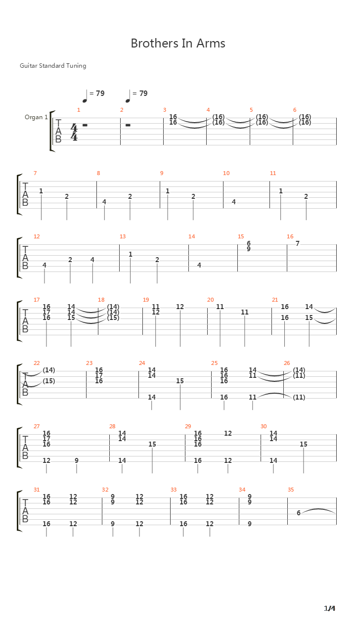 Brothers In Arms吉他谱