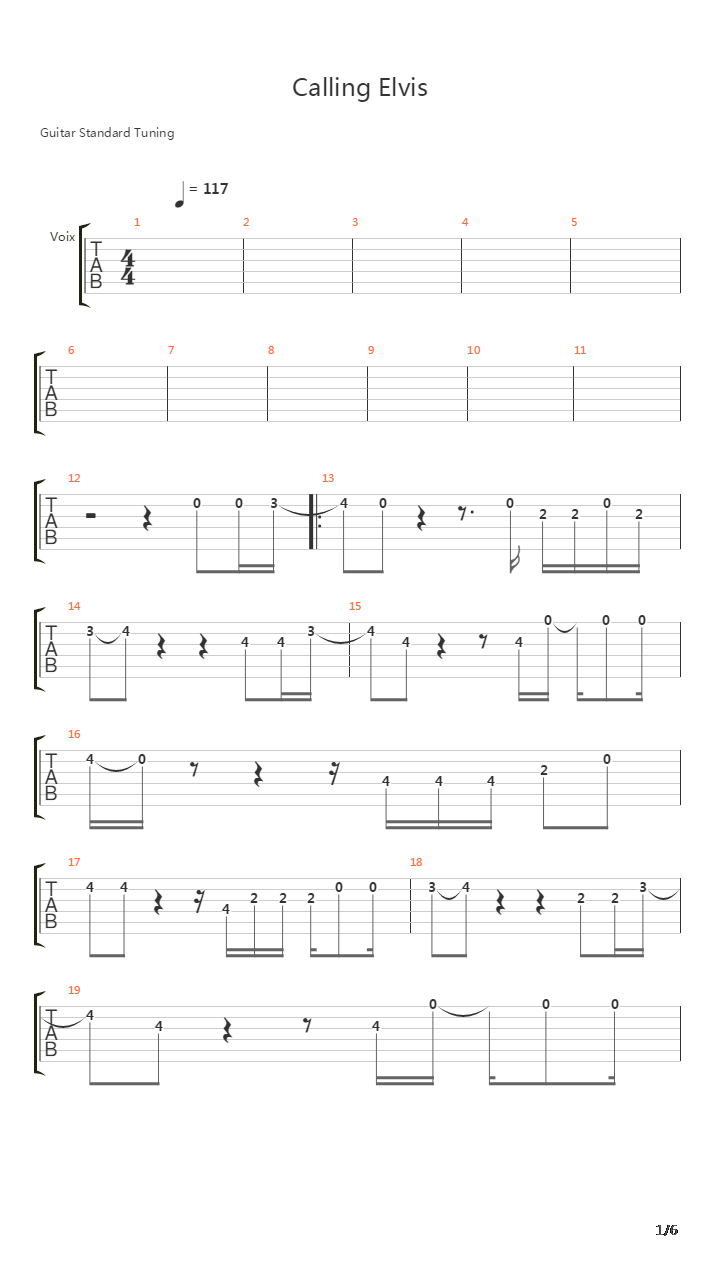 Calling Elvis吉他谱