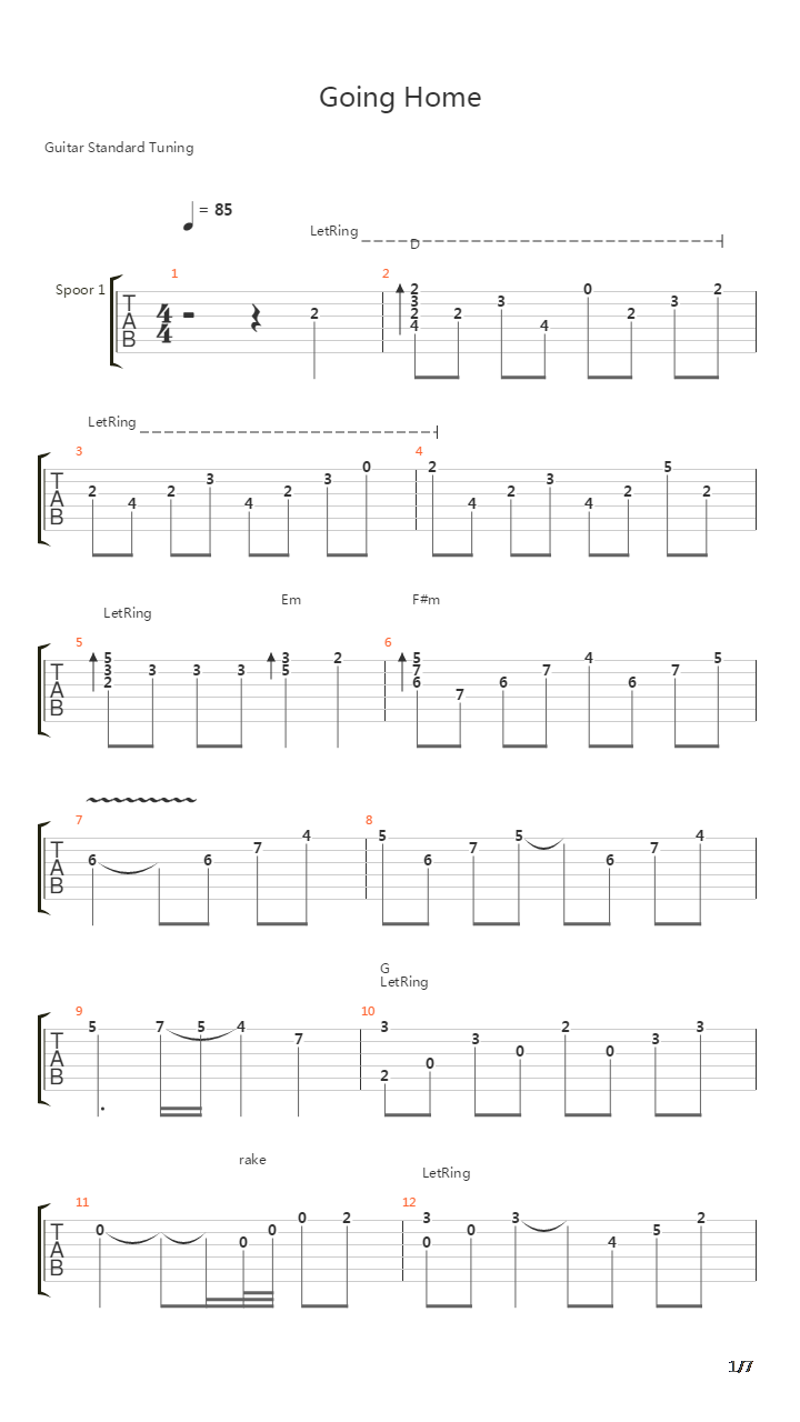 Going Home吉他谱