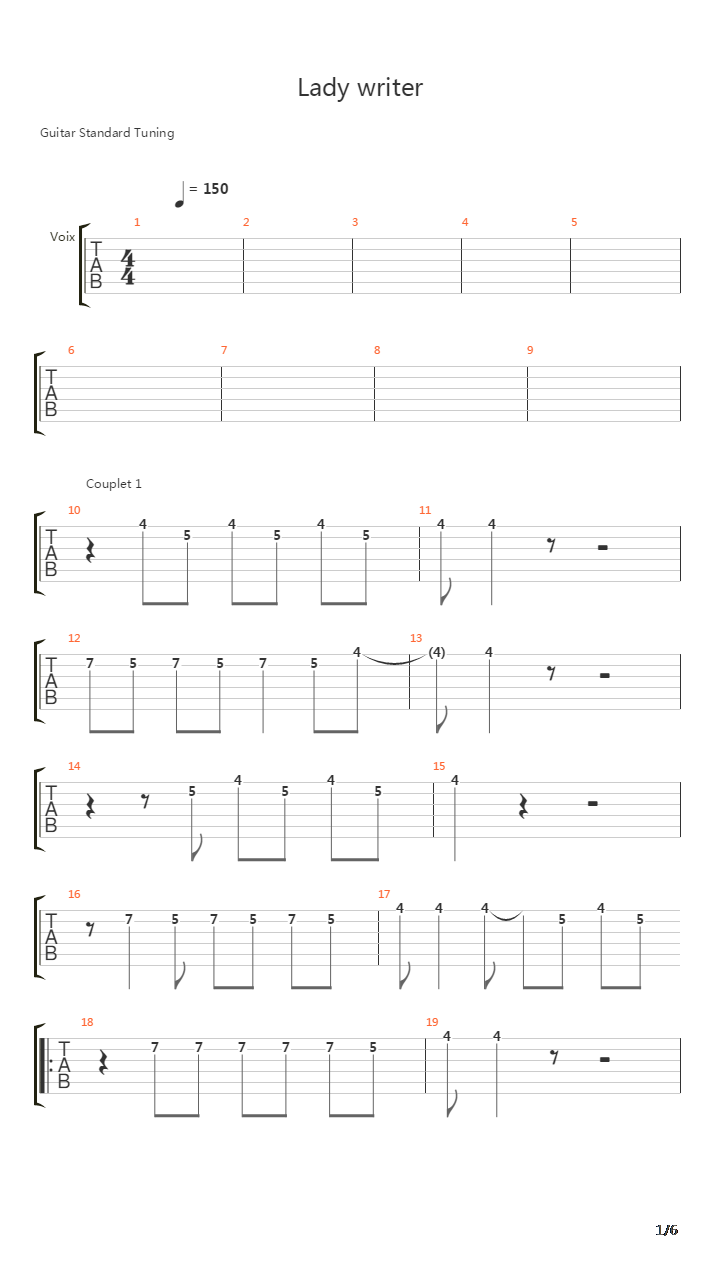 Lady Writer吉他谱