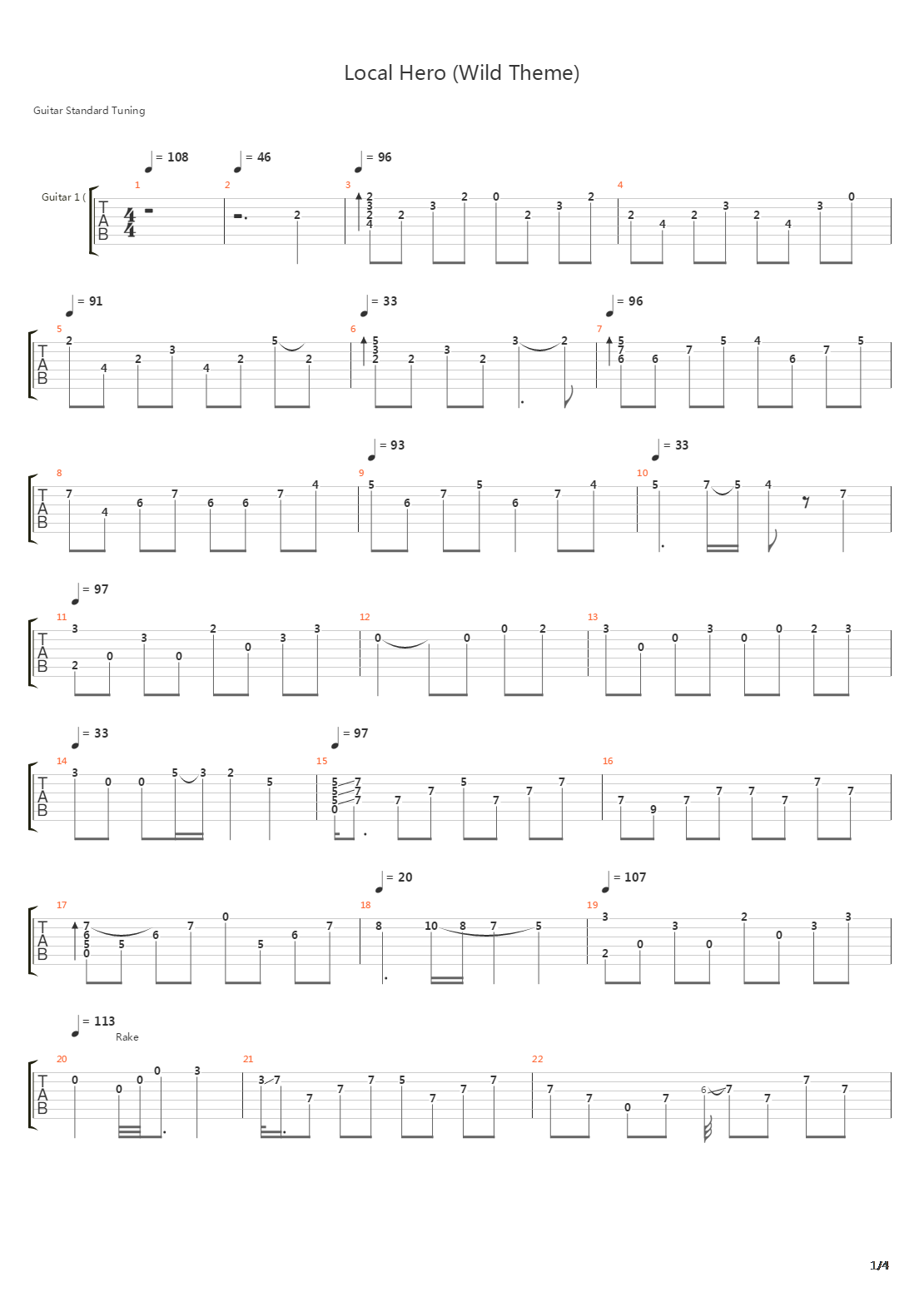 Local Hero Wild Theme吉他谱