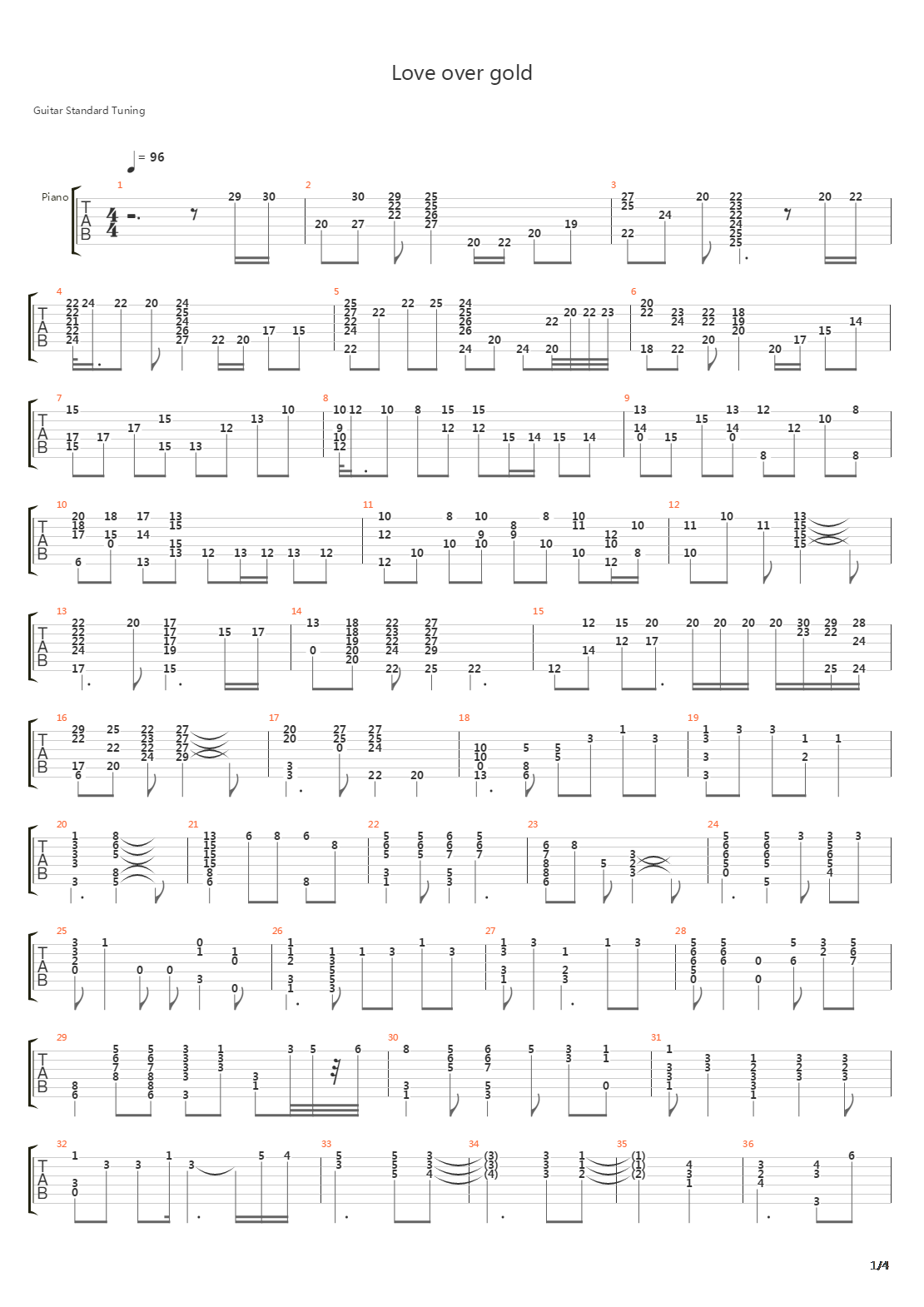 Love Over Gold吉他谱