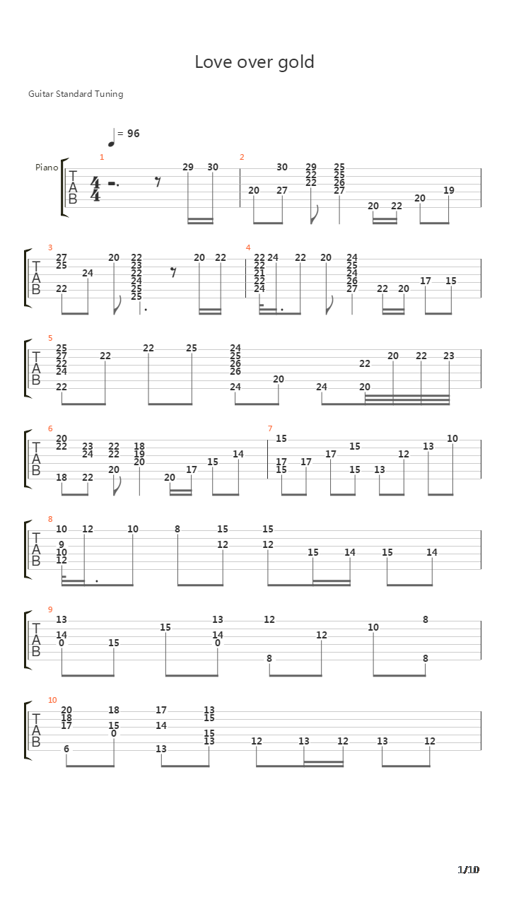 Love Over Gold吉他谱