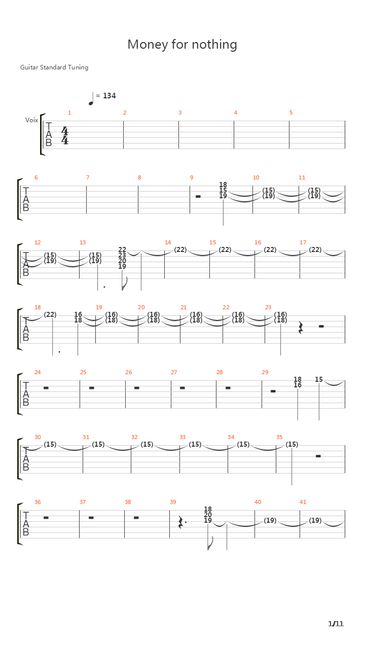 Money For Nothing吉他谱