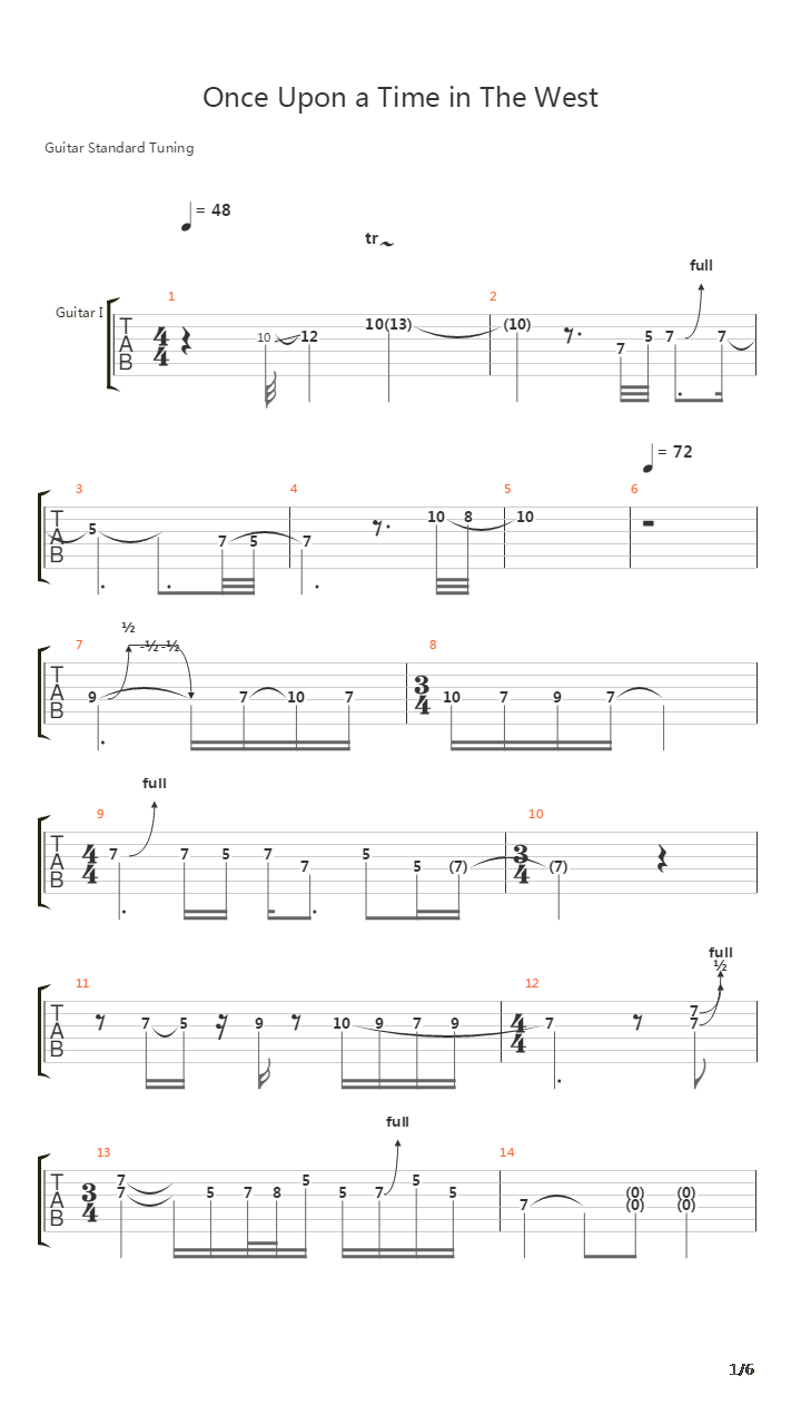 Once Upon A Time In The West吉他谱