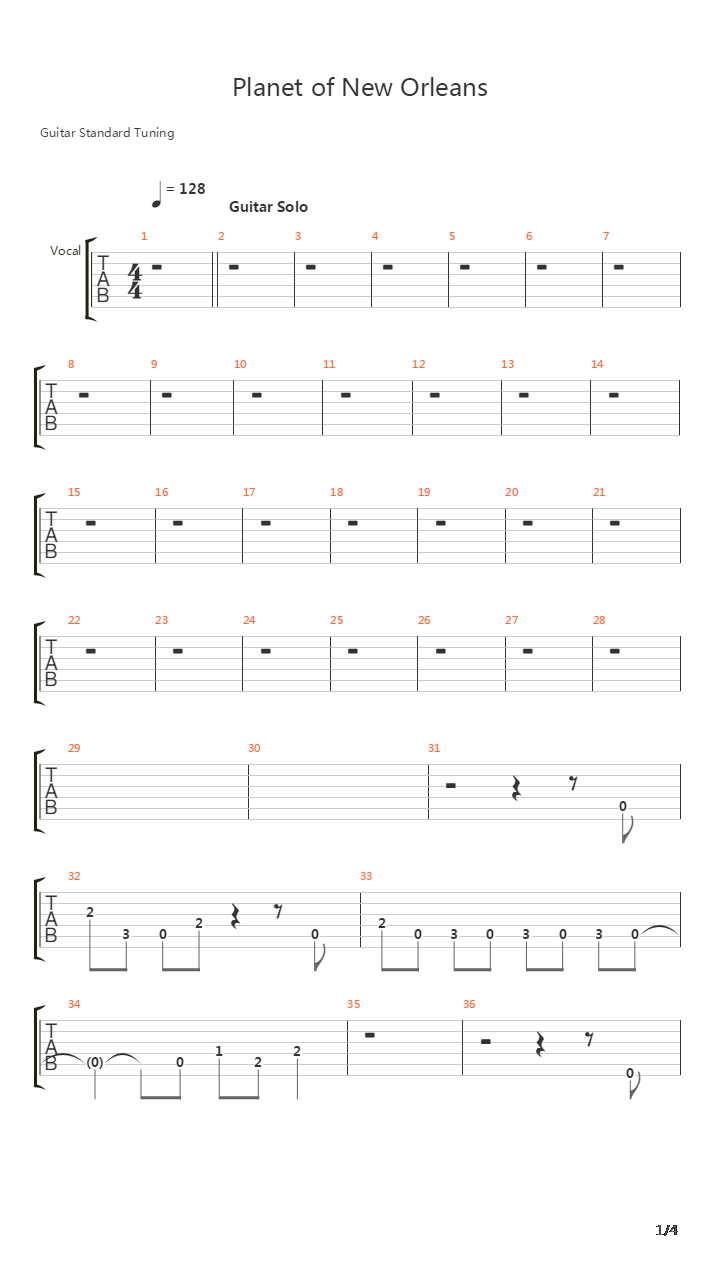 Planet Of New Orleans吉他谱
