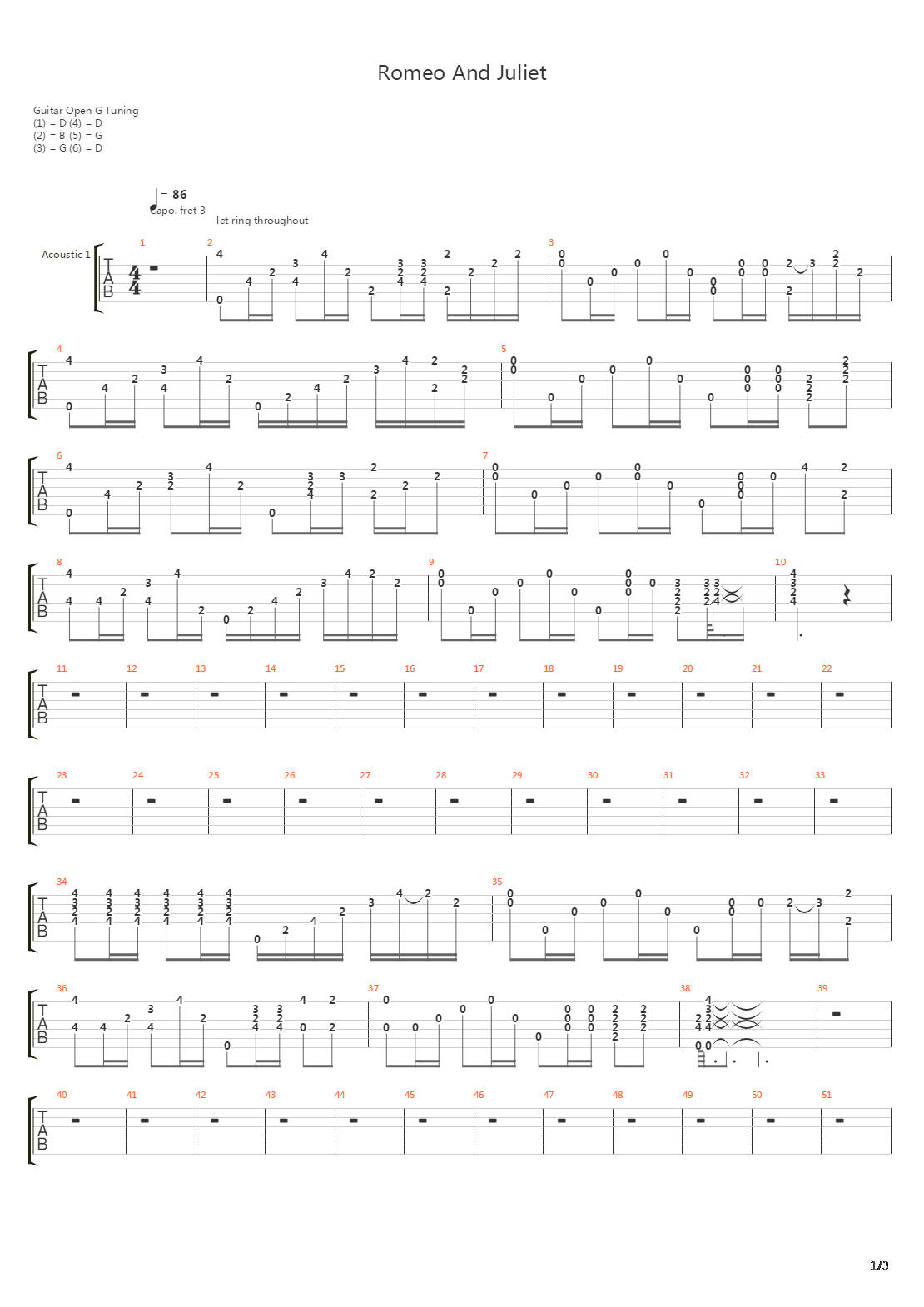Romeo And Juliet吉他谱