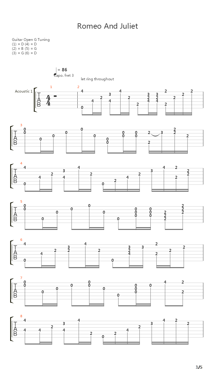 Romeo And Juliet吉他谱