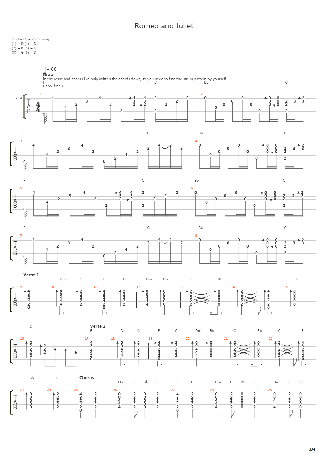 Romeo And Juliet吉他谱