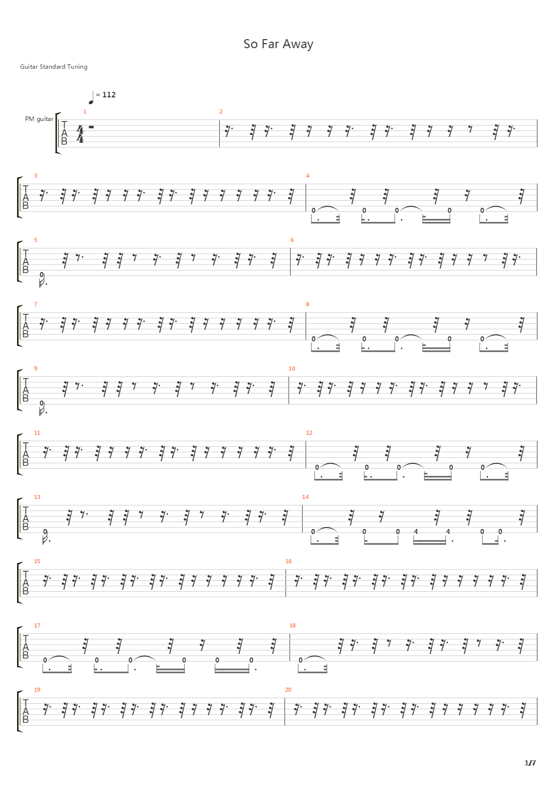 So Far Away吉他谱