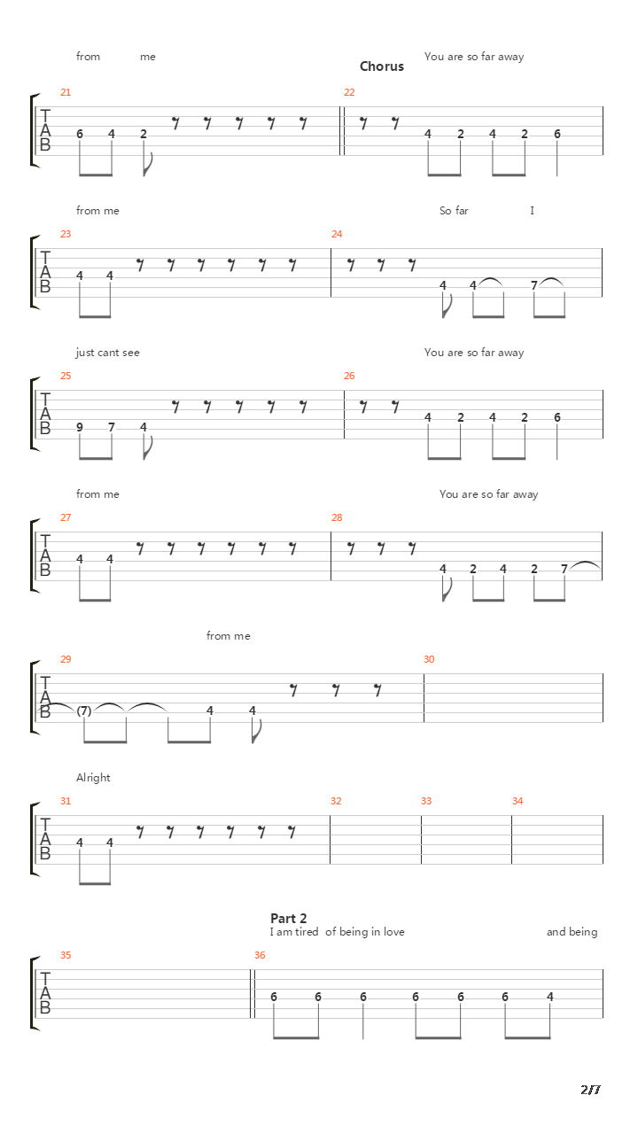 So Far Away吉他谱