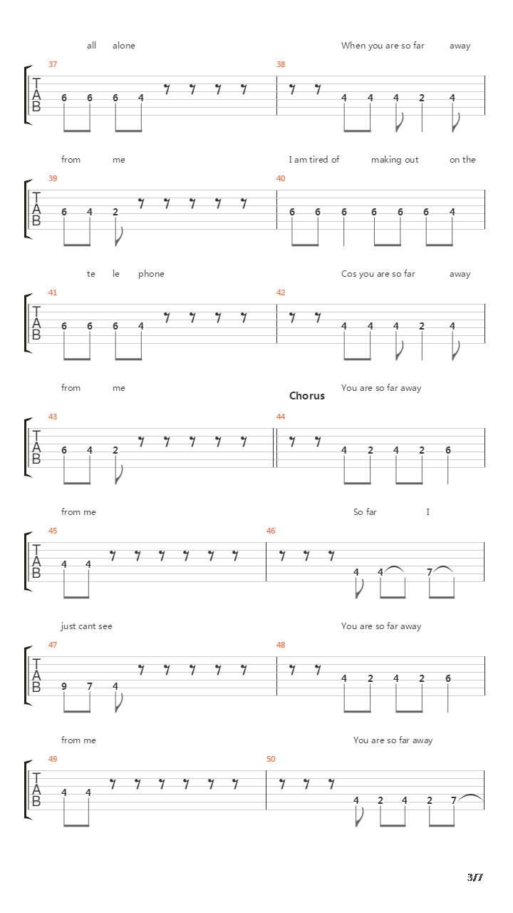 So Far Away吉他谱