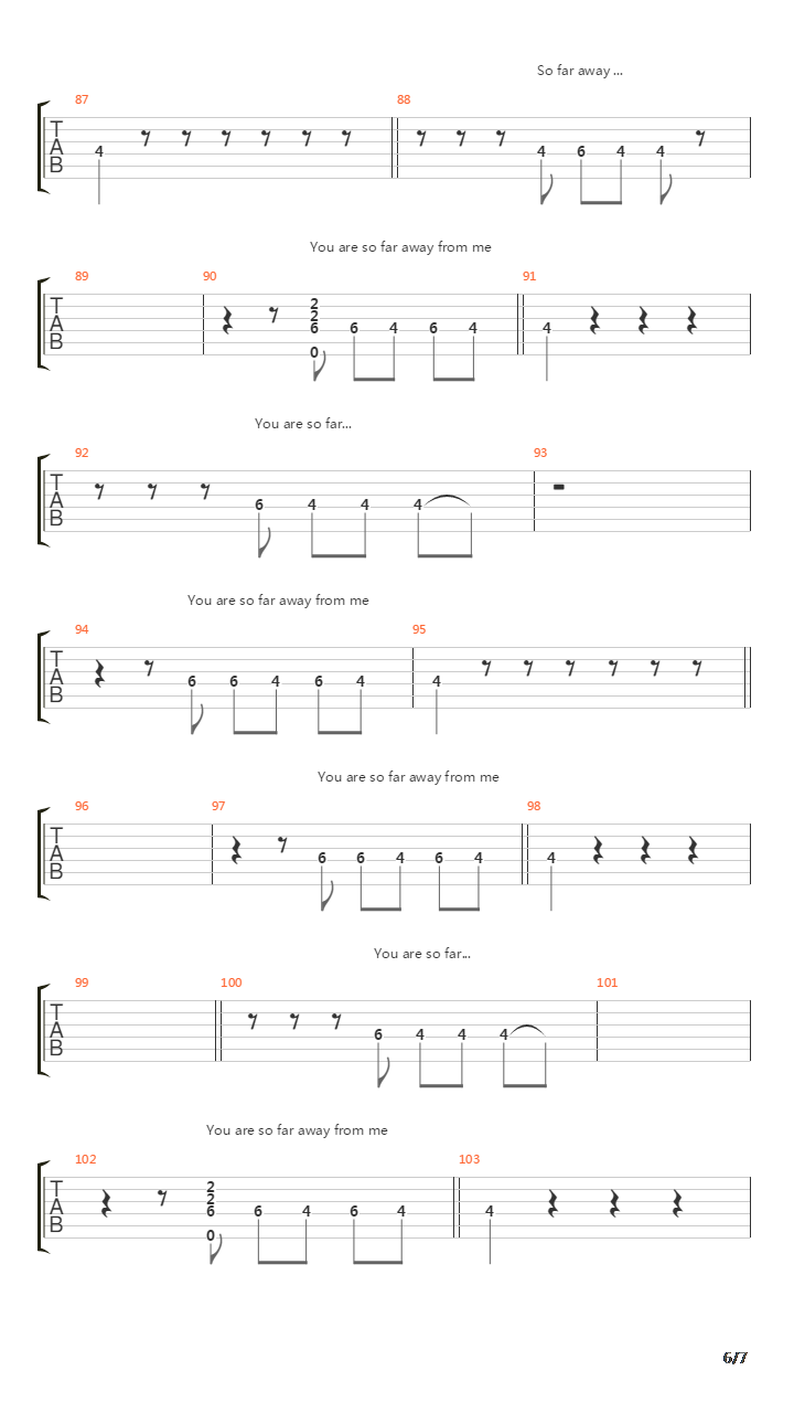 So Far Away吉他谱