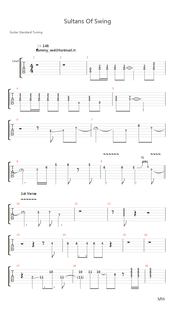 Sultans Of Swing吉他谱