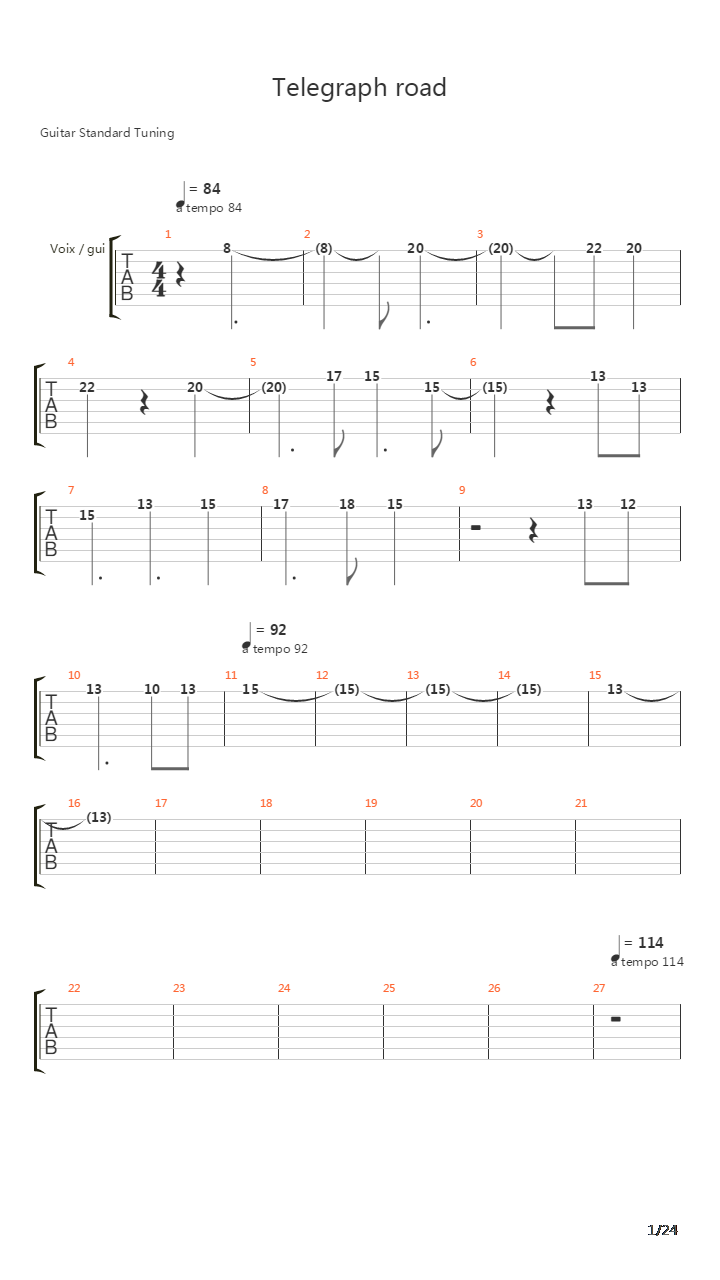 Telegraph Road吉他谱