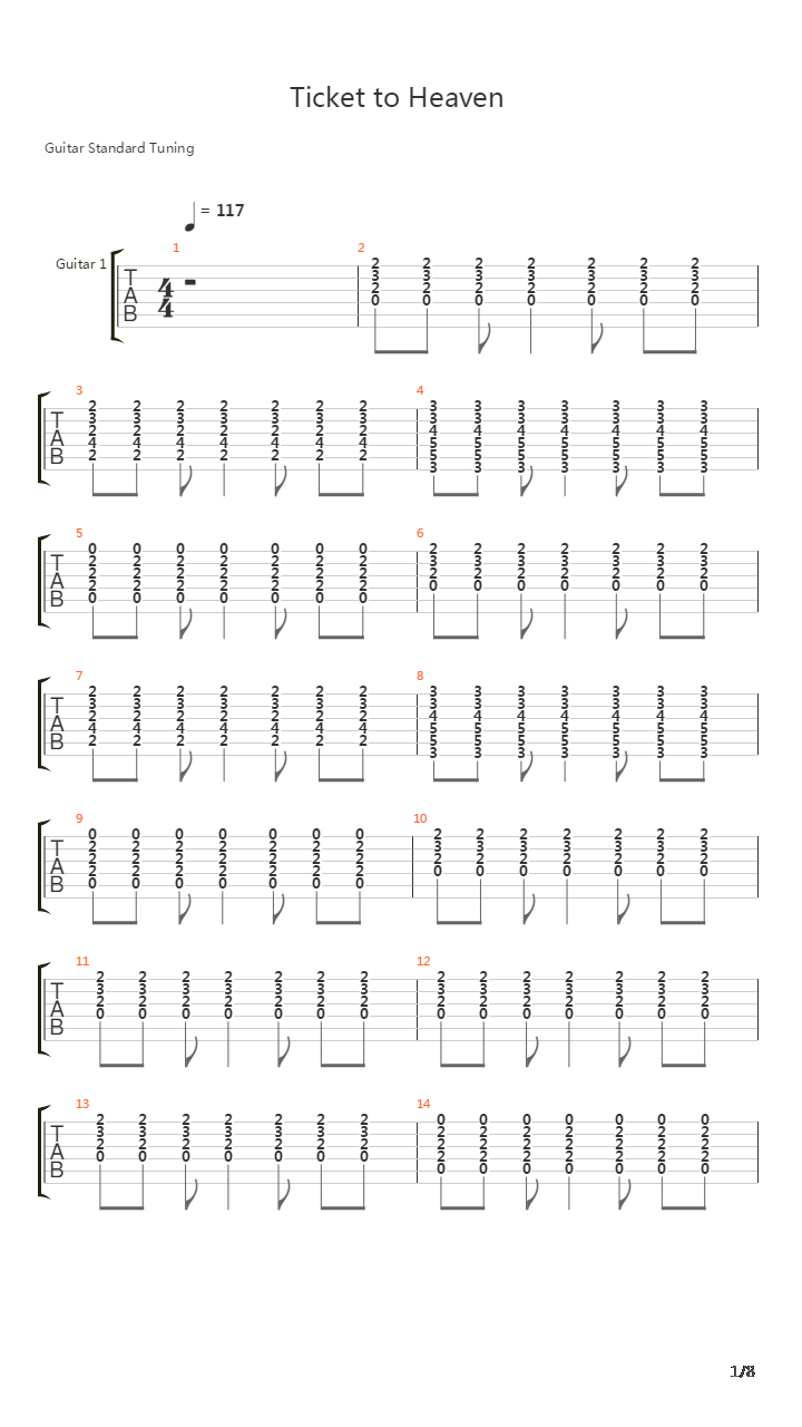 Ticket To Heaven吉他谱
