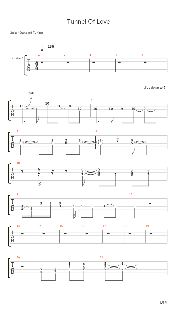 Tunnel Of Love吉他谱