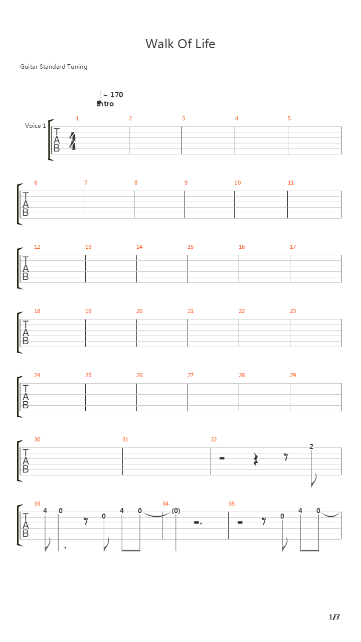 Walk Of Life吉他谱
