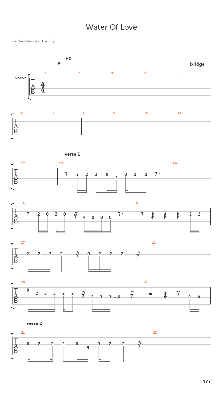 Water Of Love吉他谱