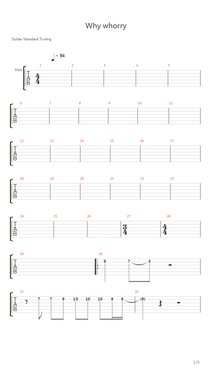 Why Worry吉他谱