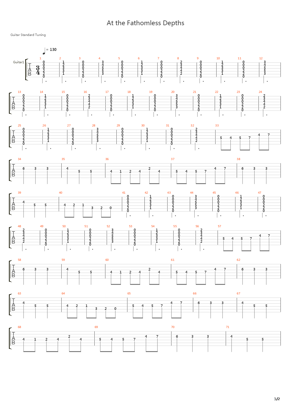 At The Fathomless Depths吉他谱