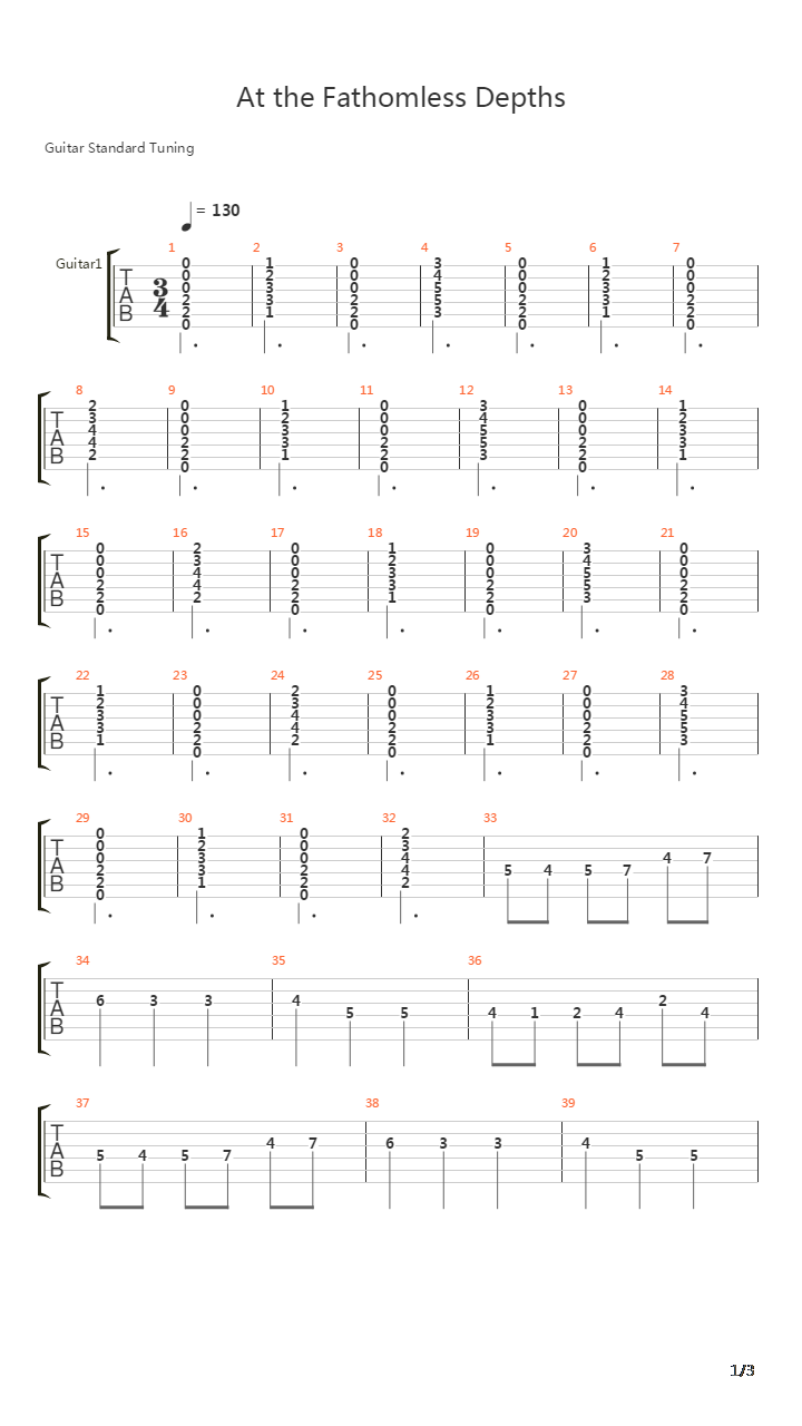 At The Fathomless Depths吉他谱