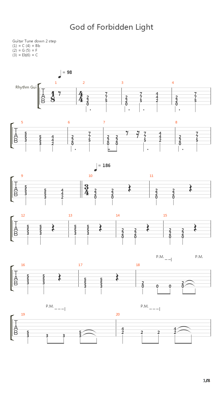 God Of Forbidden Light吉他谱