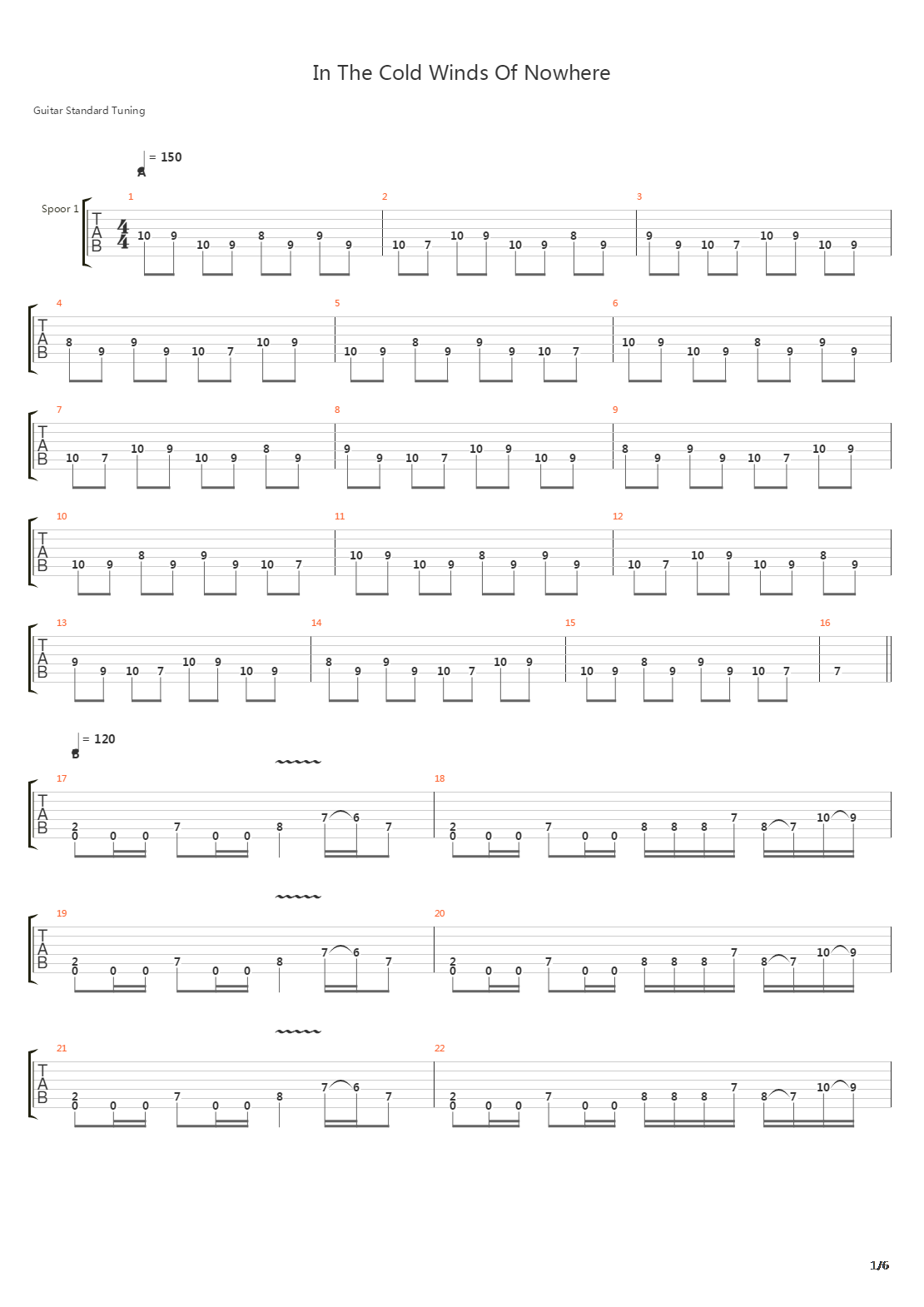 In The Cold Winds Of Nowhere吉他谱