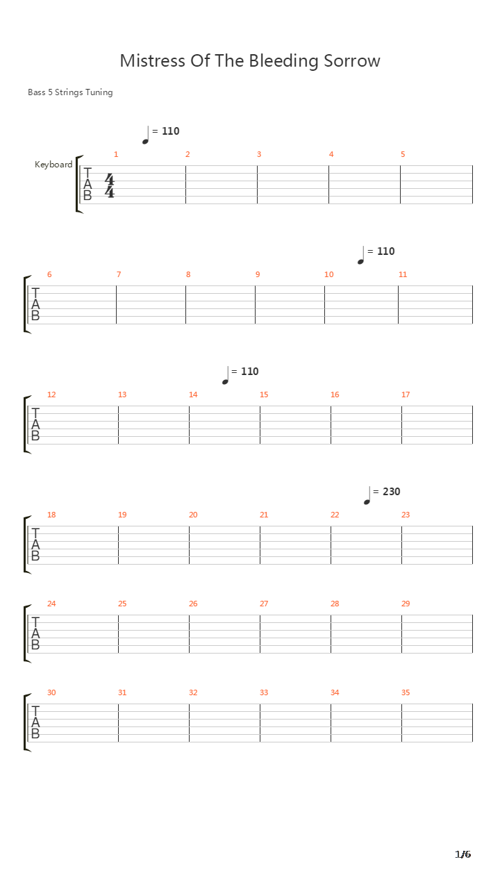 Mistress Of The Bleeding Sorrow吉他谱