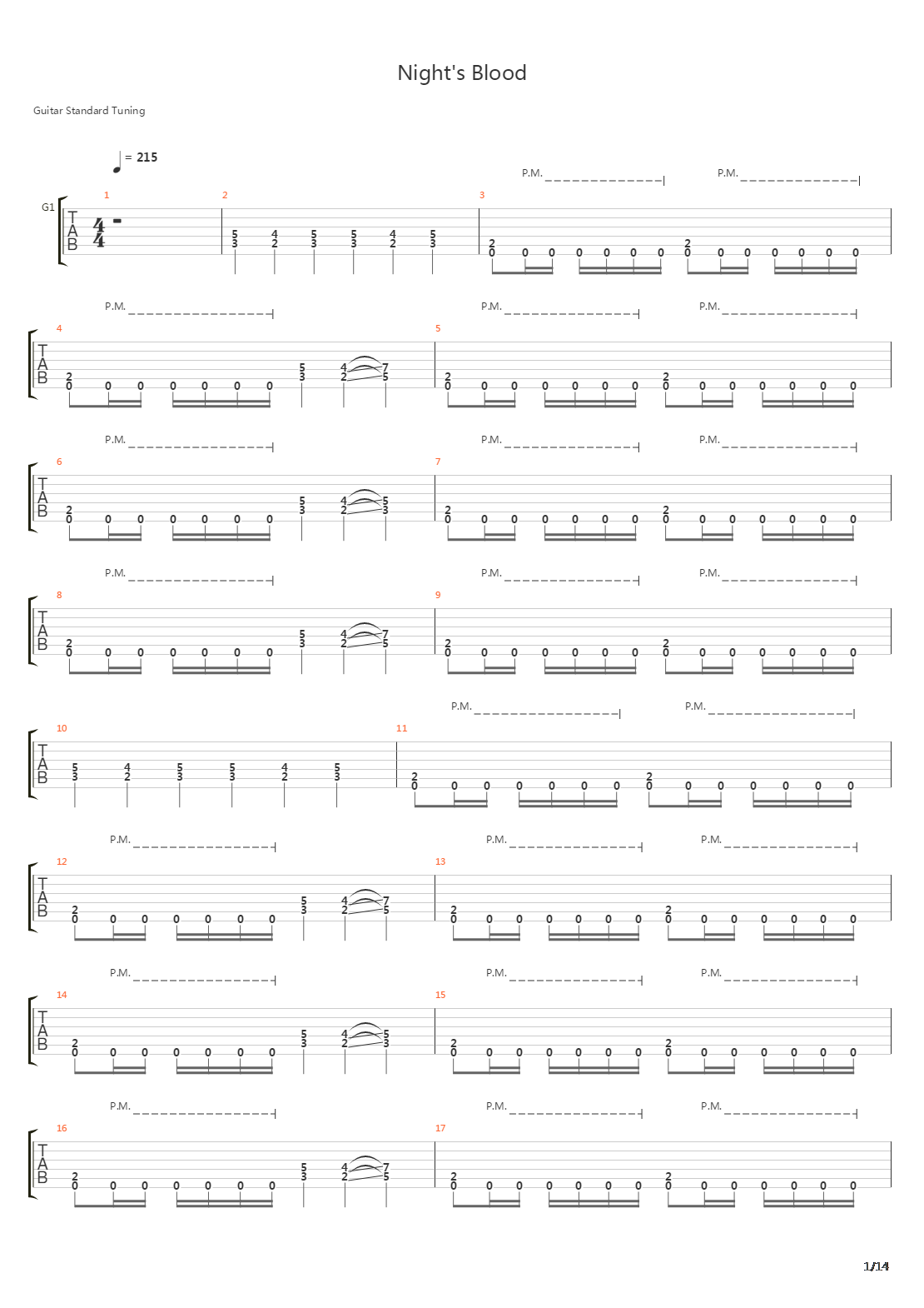 Nights Blood吉他谱