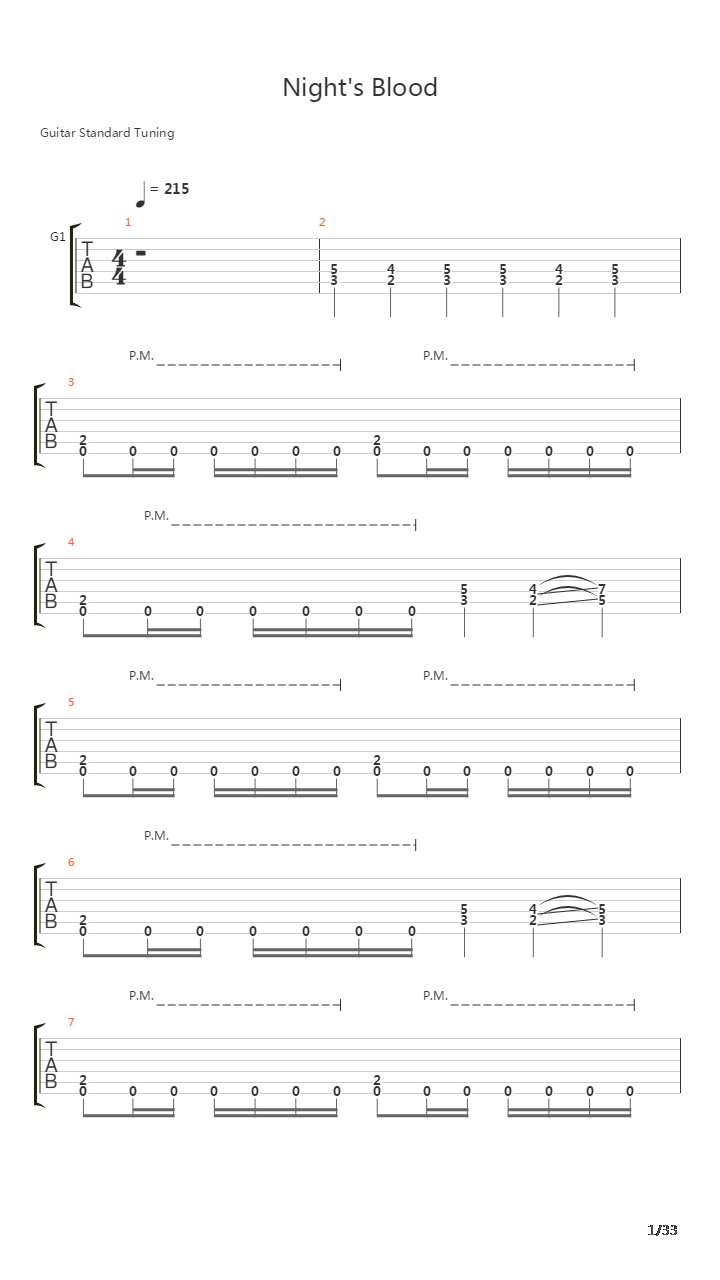 Nights Blood吉他谱
