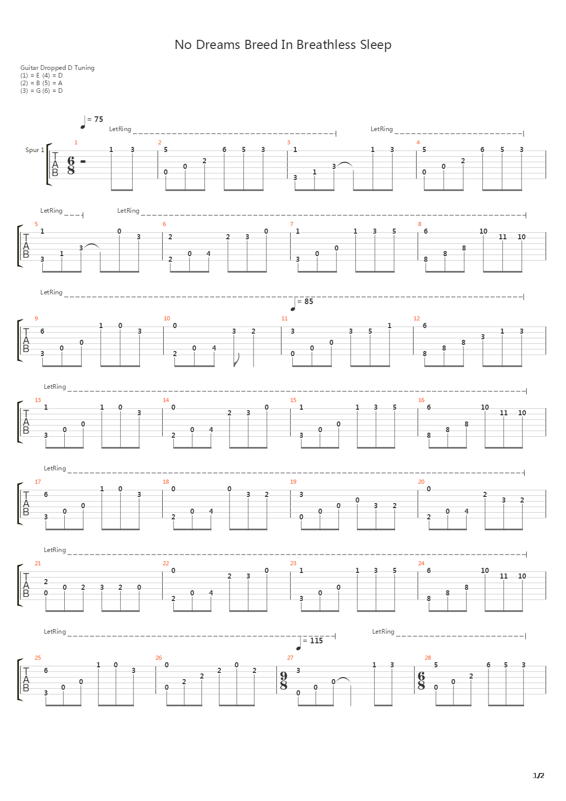 No Dreams Breed In Breathless Sleep吉他谱