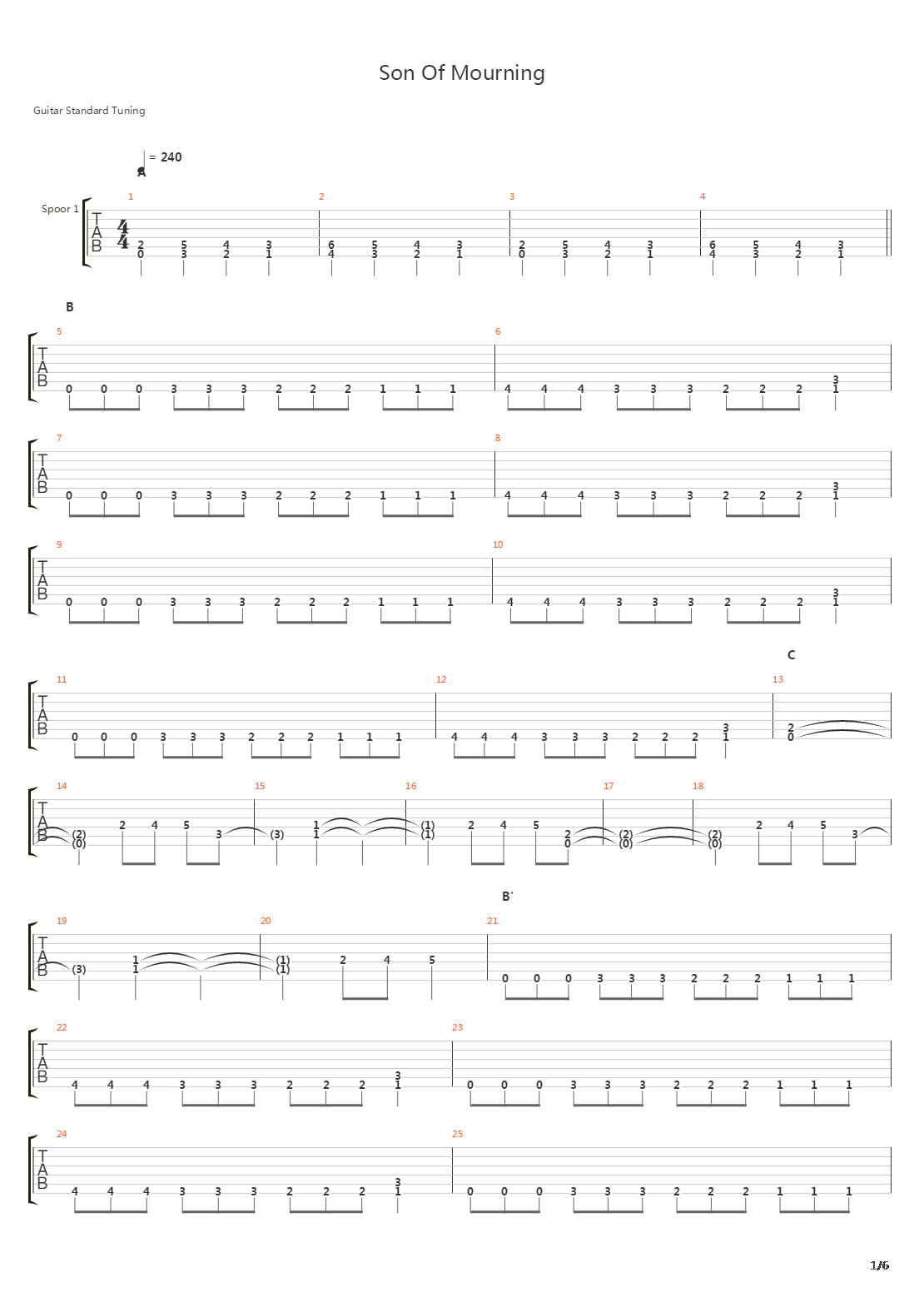 Son Of Mourning吉他谱