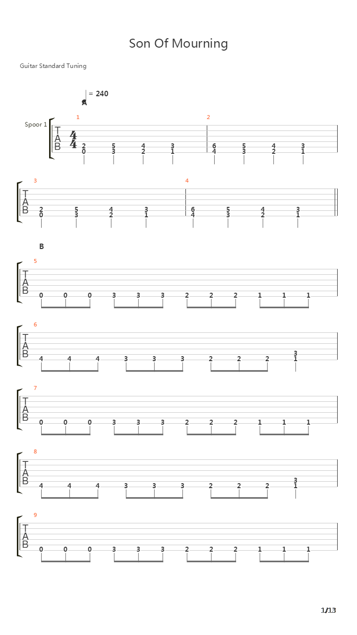 Son Of Mourning吉他谱