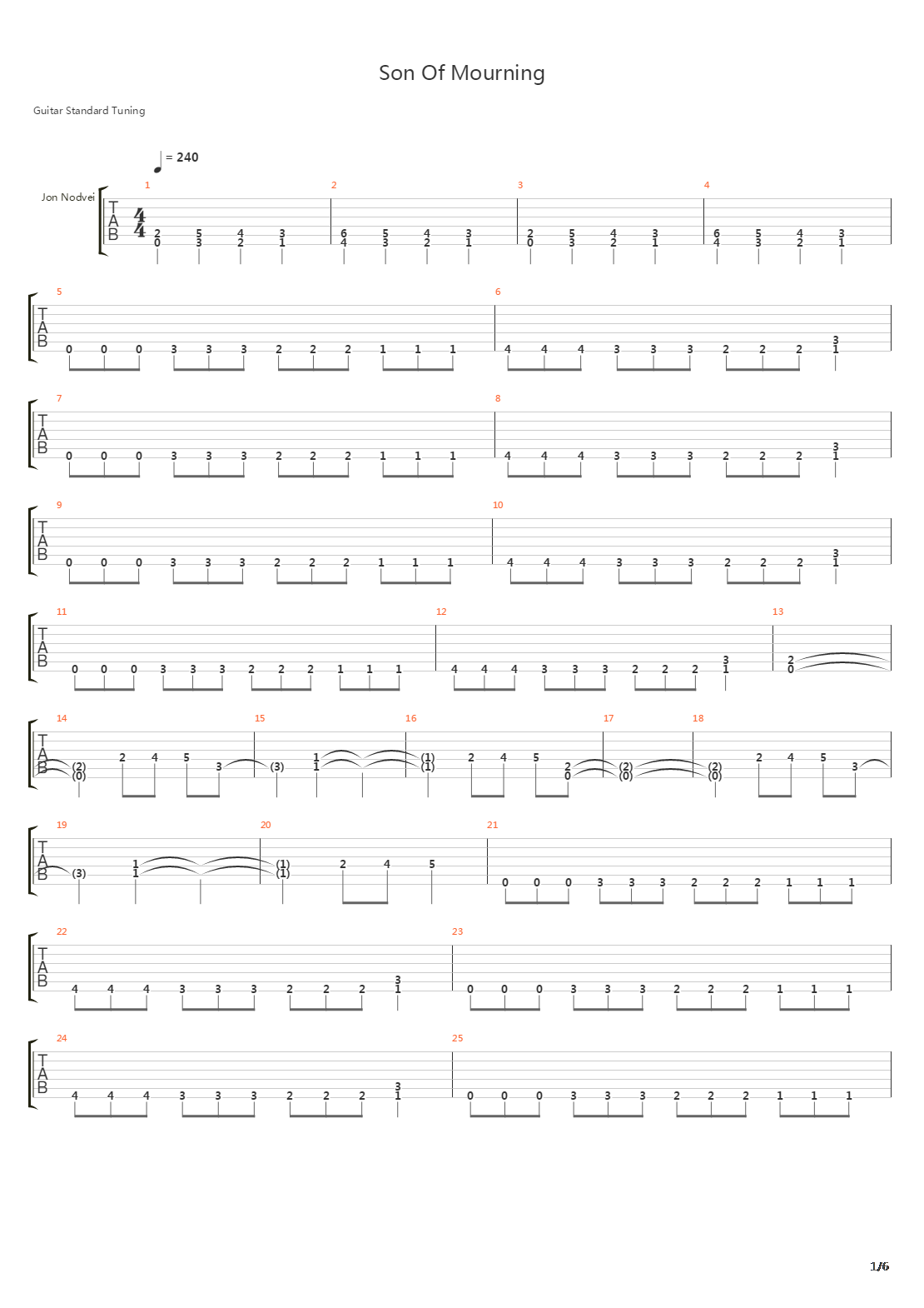 Son Of Mourning吉他谱